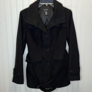 Nicole Miller Black So Soft Pea Coat Size Small